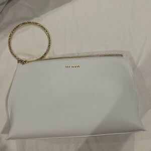 Ted Baker Ivory Clutch with Gold Ring Handle